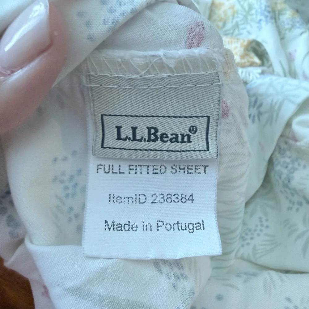 L.L. Bean Full Sheet Set 4 Piece Standard 100% Cotton Botanical Wildflower Vint.
